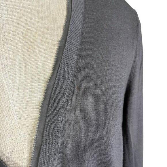Halogen women's cardigan M gray lightweight soft knit ruffle hem button front - Picture 7 of 8